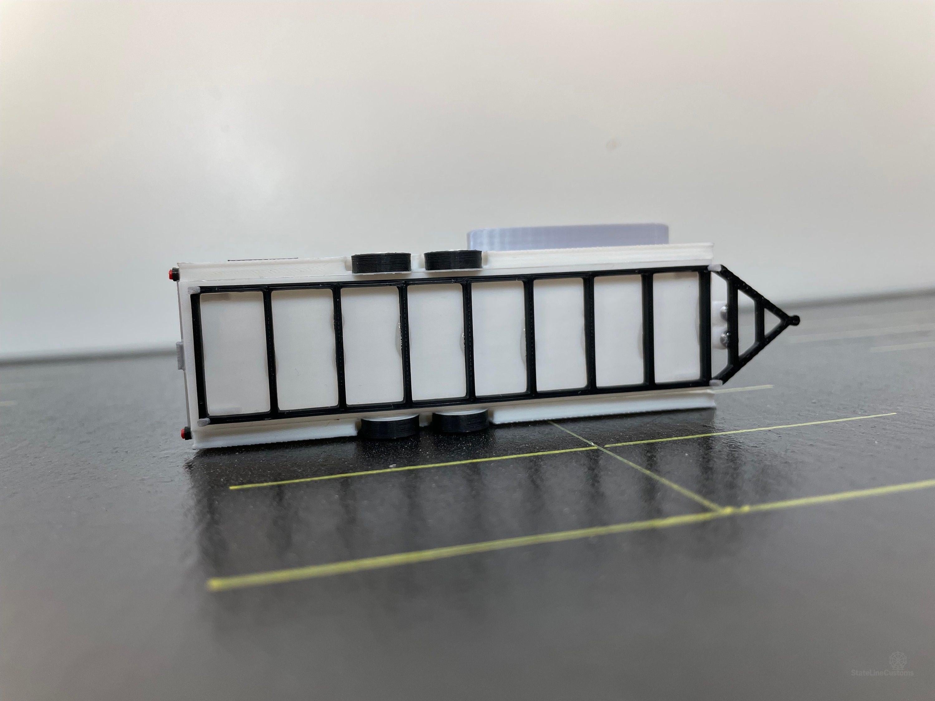 HO Scale White Food Trailer for Model Train Layouts and Dioramas