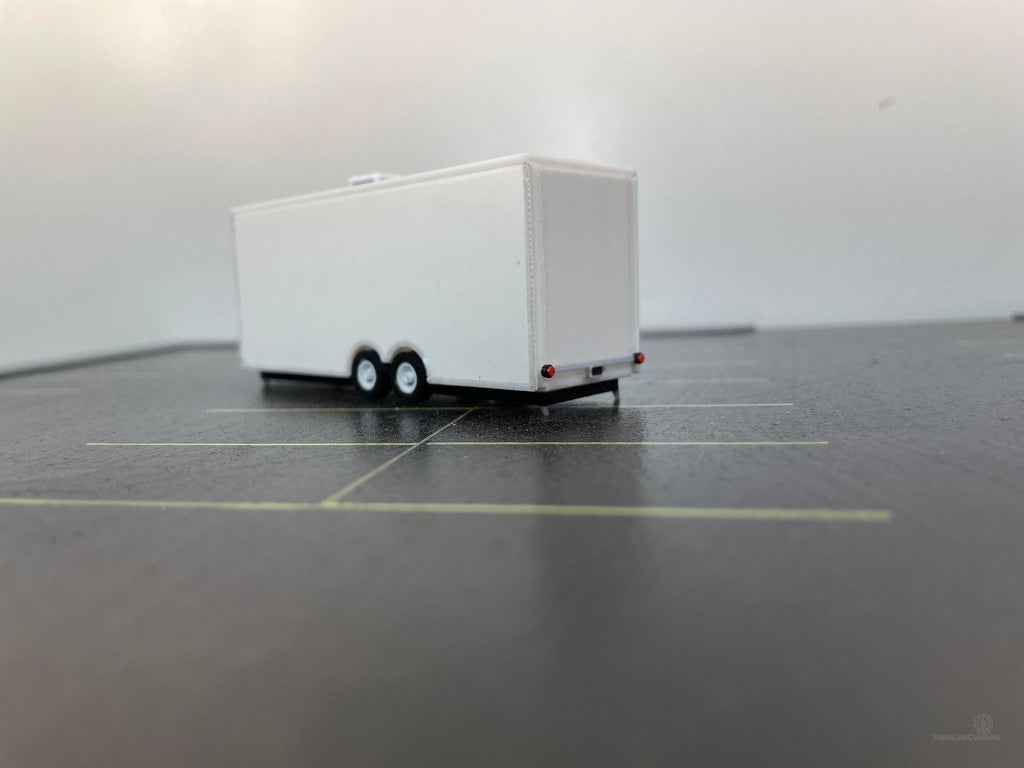 HO Scale White Food Trailer for Model Train Layouts and Dioramas