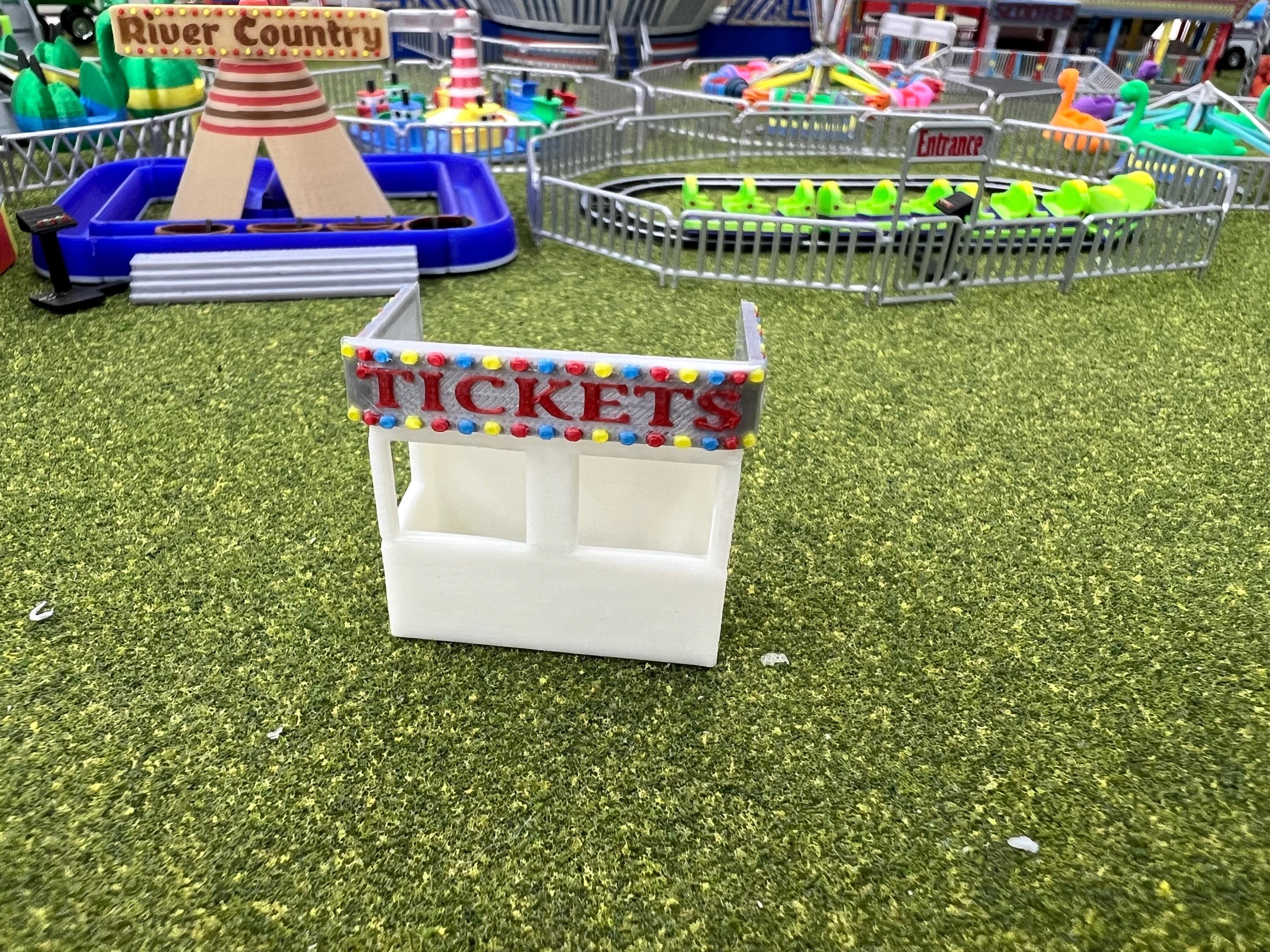 HO Scale Ticket Booth for Model Train Layouts and Carnival Dioramas 1/87
