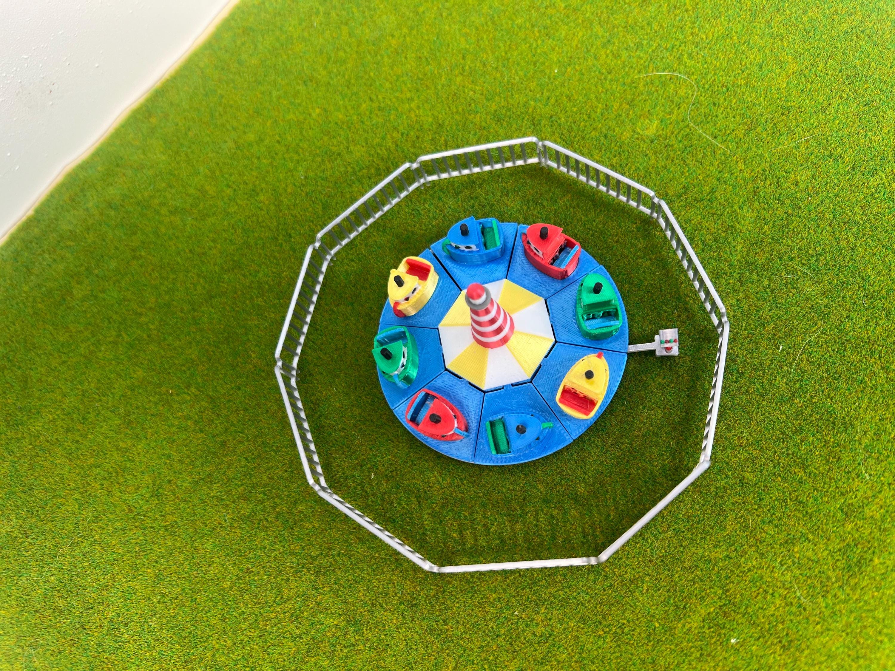 HO Scale Kiddie Tug Boat Ride Kit: Model Train Carnival Diorama 1/87