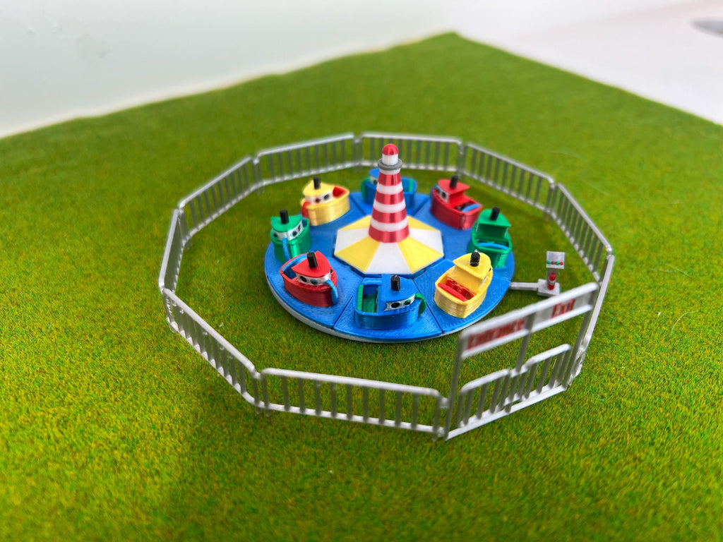 HO Scale Kiddie Tug Boat Ride Kit: Model Train Carnival Diorama 1/87