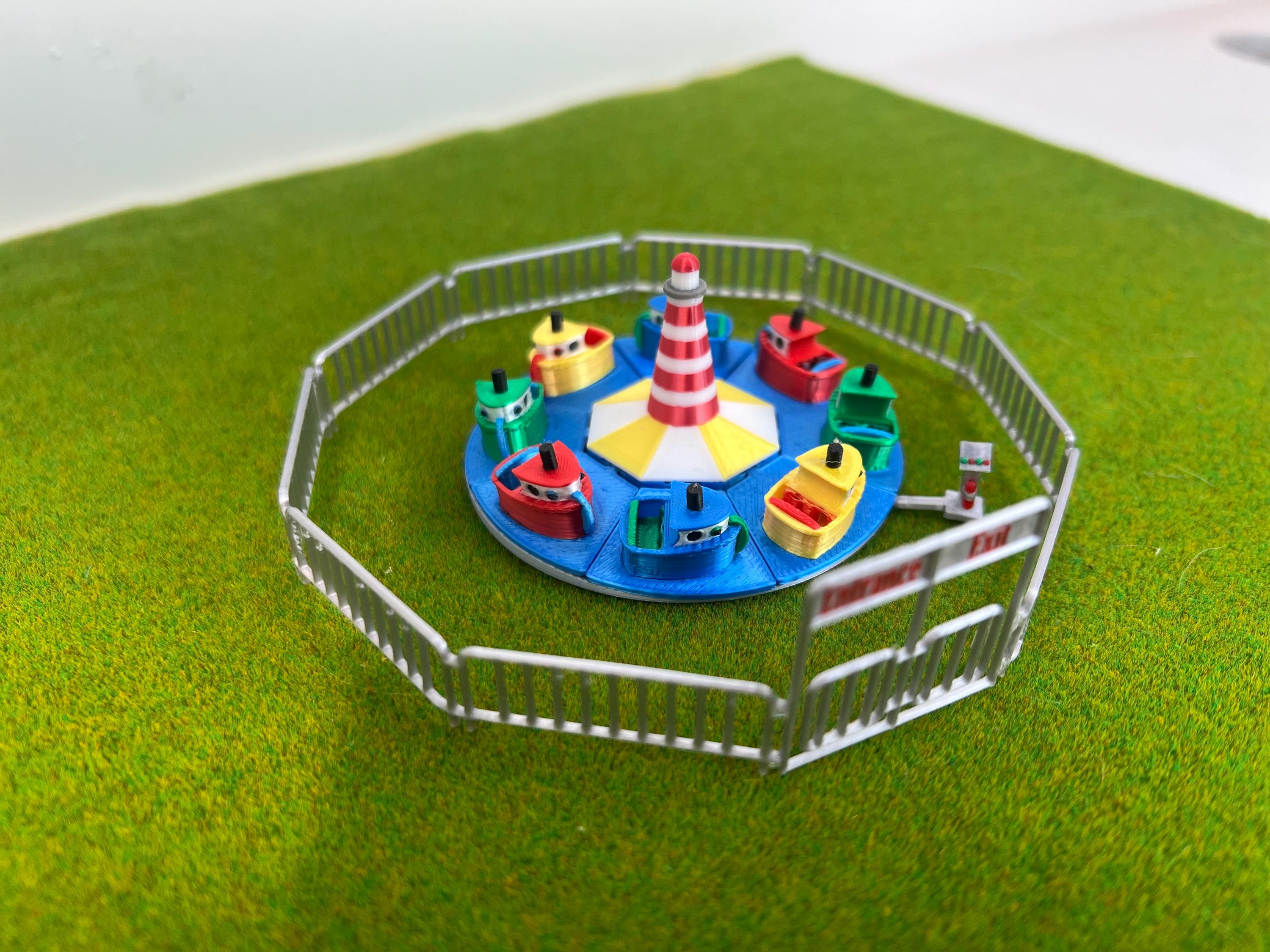 HO Scale Kiddie Tug Boat Ride Kit: Model Train Carnival Diorama 1/87