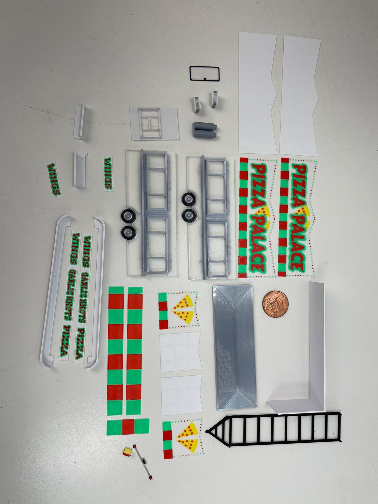 HO Scale Food Trailer for Model Train Layouts and Dioramas Greek Grill Trailer