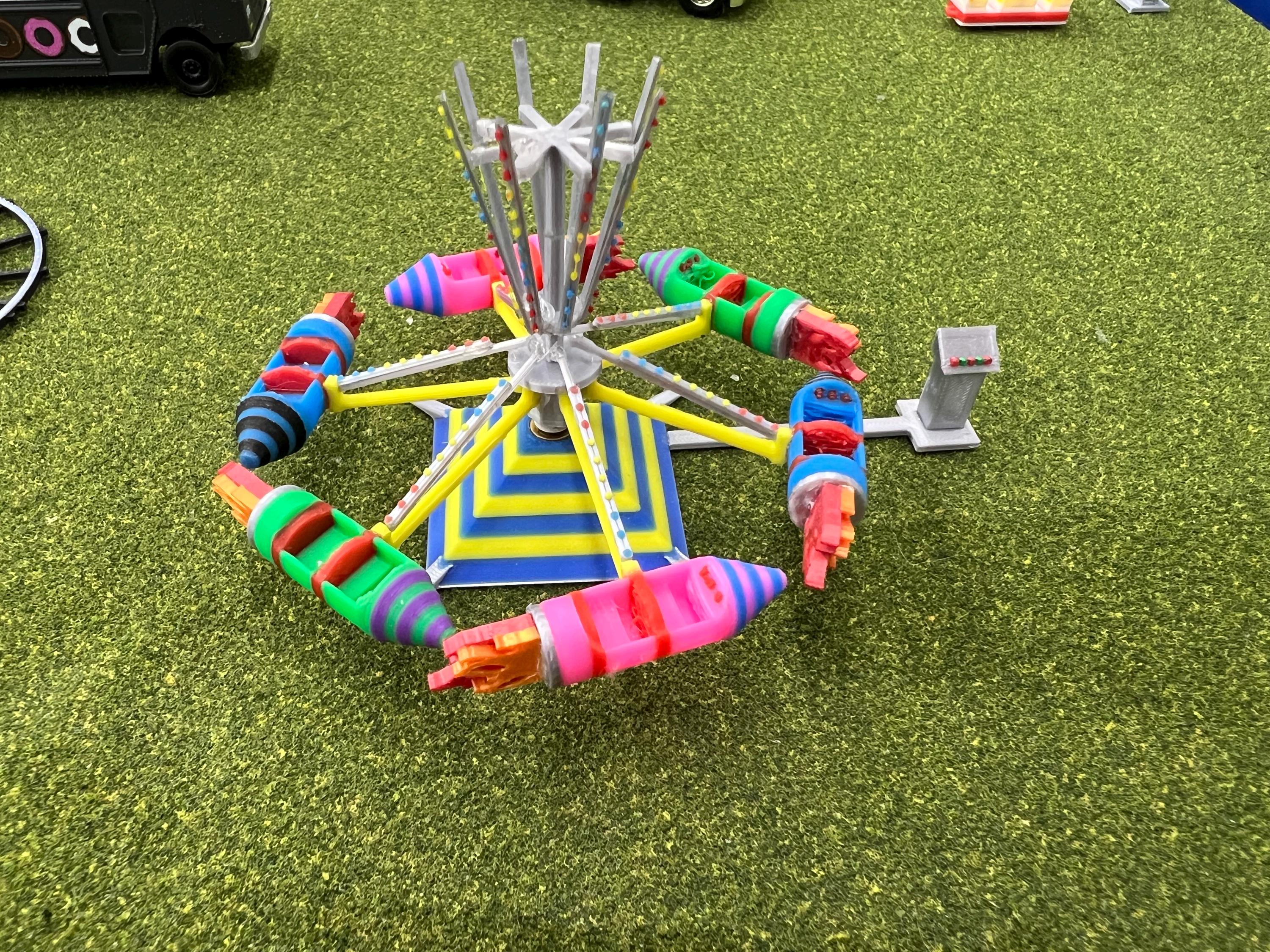 HO Scale Kiddie Rocket Ride Kit: Model Train Carnival Diorama 1/87