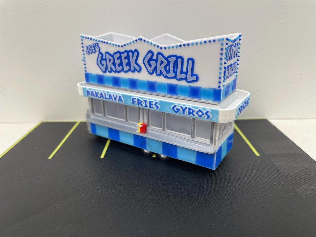 HO Scale Food Trailer for Model Train Layouts and Dioramas Greek Grill Trailer
