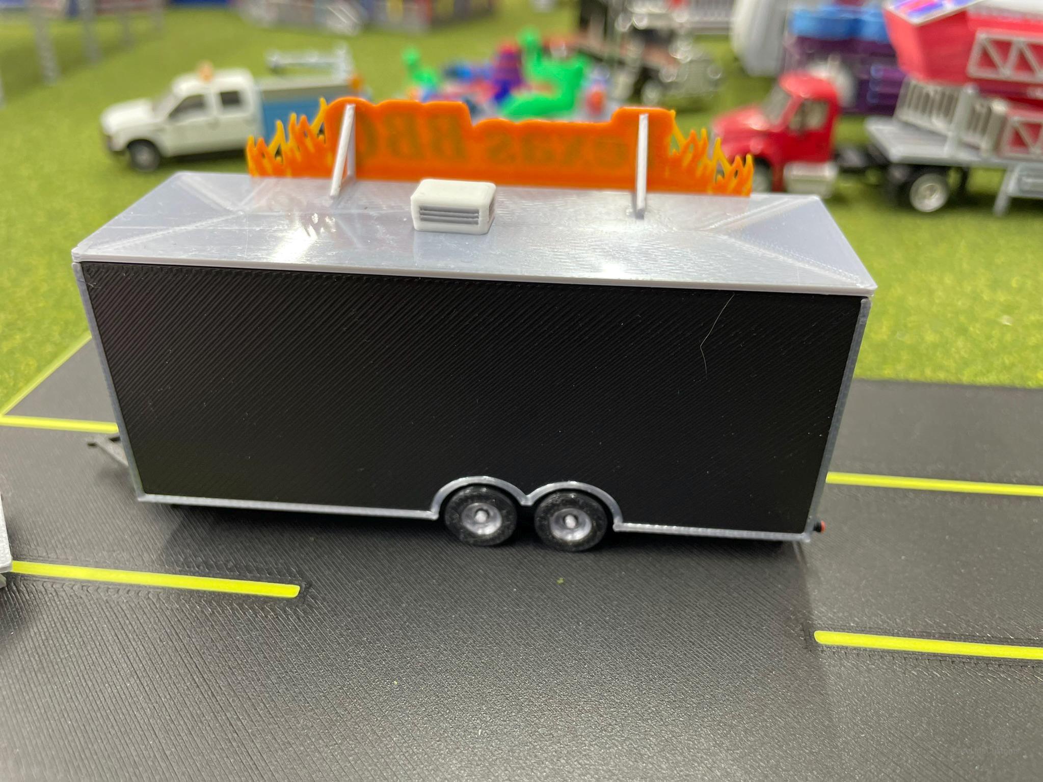 HO Scale Food Trailer for Model Train Layouts and Dioramas Texas BBQ