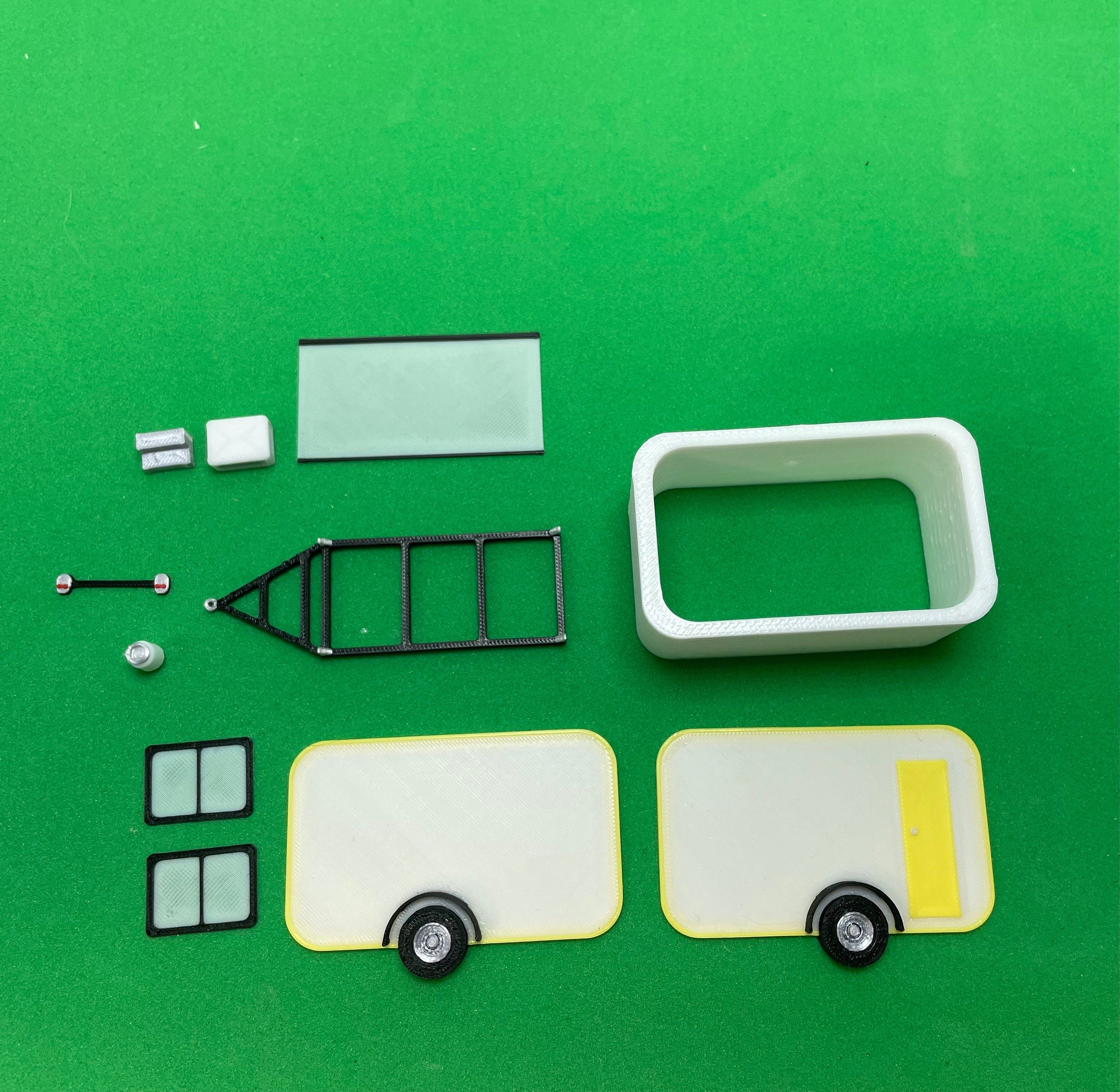 HO Scale Camper Trailer Kit in color.