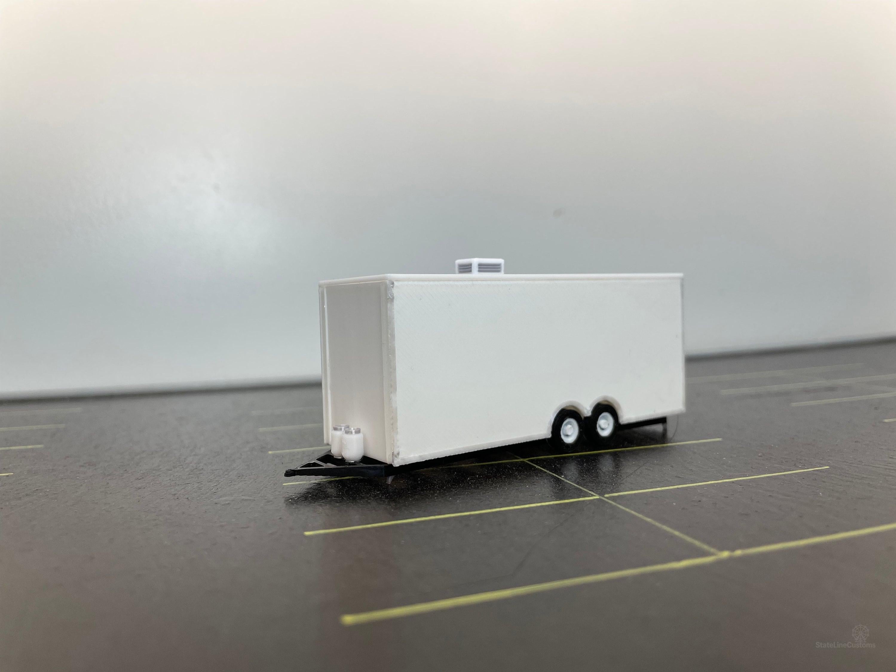 HO Scale White Food Trailer for Model Train Layouts and Dioramas