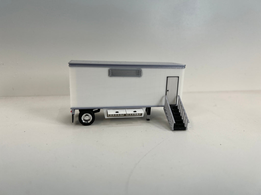 HO Scale PUP Trailer Office/Generator for model trains carnival. With open bottom door.