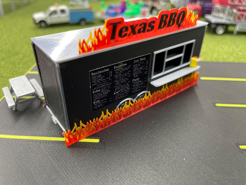 HO Scale Food Trailer for Model Train Layouts and Dioramas Texas BBQ