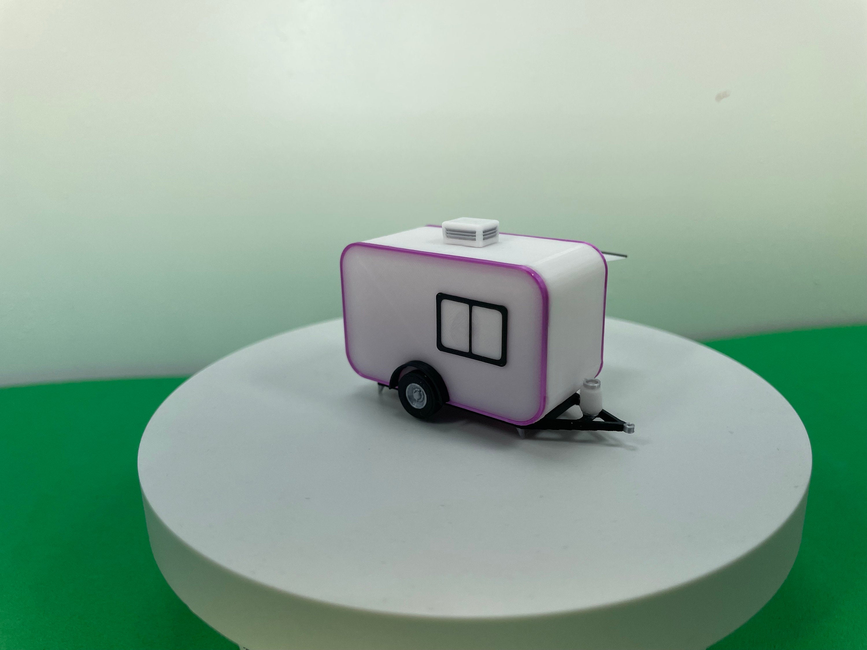 HO Scale Camper Trailer Kit in color.