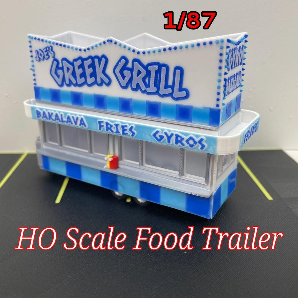 HO Scale Food Trailer for Model Train Layouts and Dioramas Greek Grill Trailer