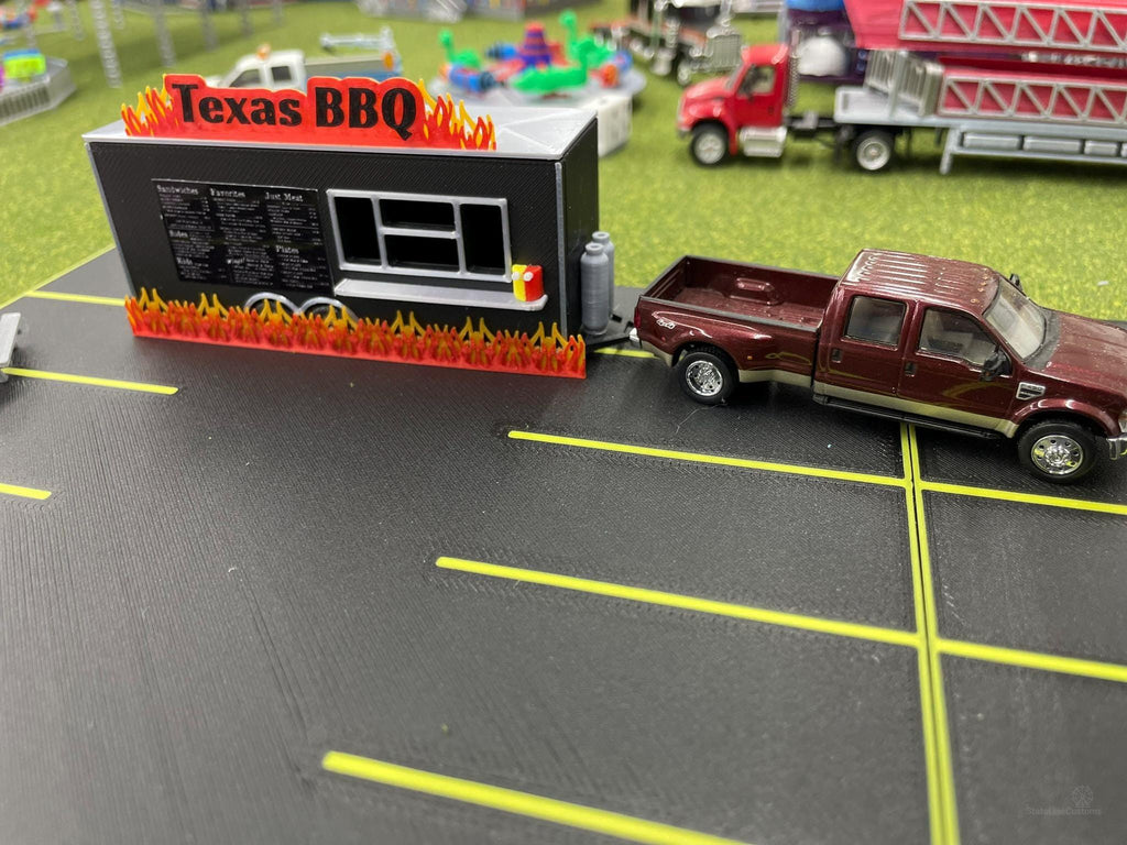 HO Scale Food Trailer for Model Train Layouts and Dioramas Texas BBQ