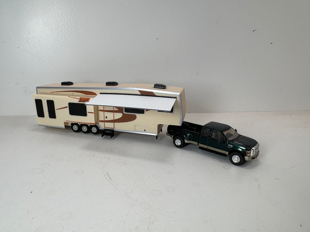 HO Scale 5th Wheel Camper Trailer Kit (tan in color)