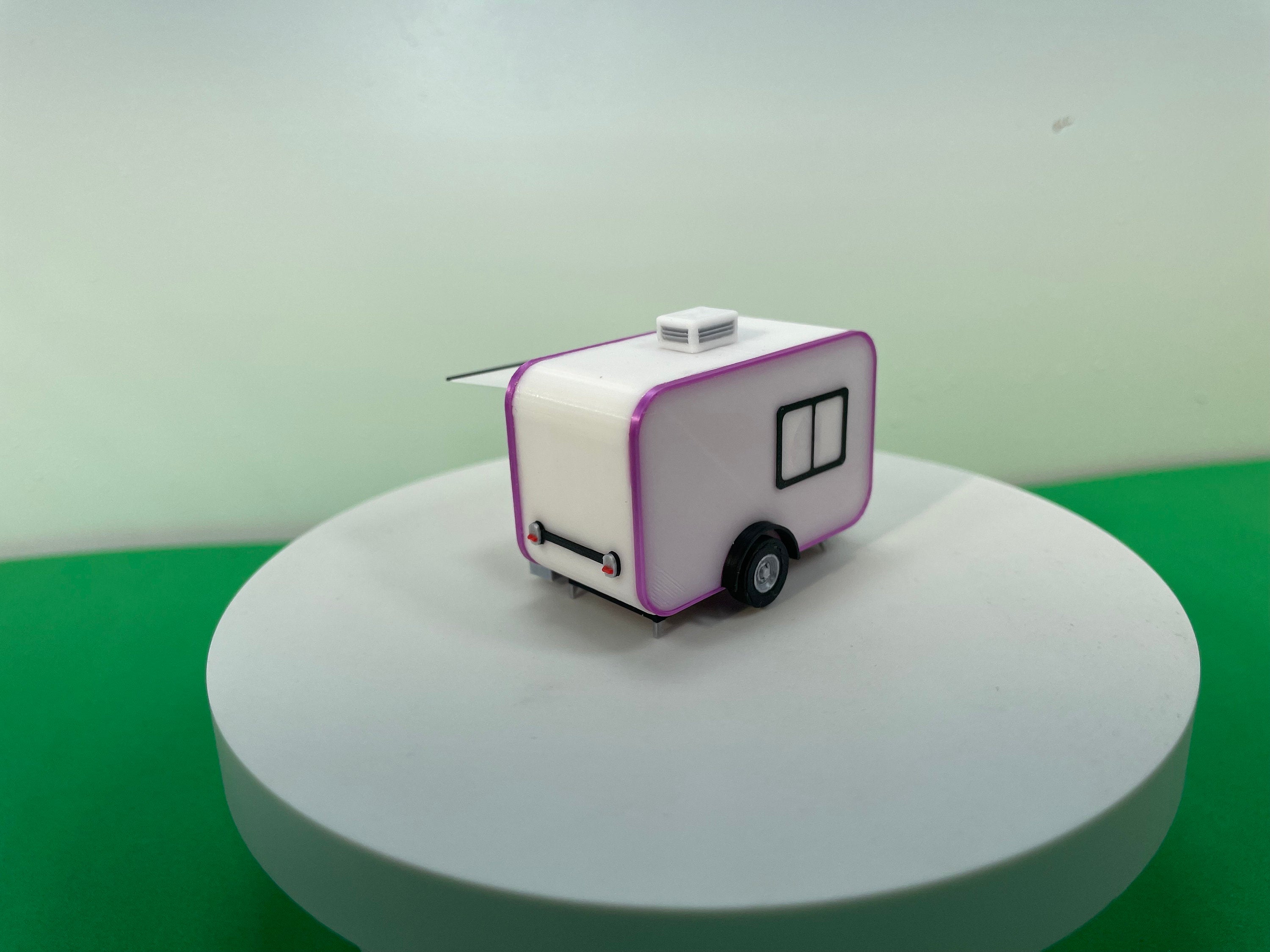 HO Scale Camper Trailer Kit in color.