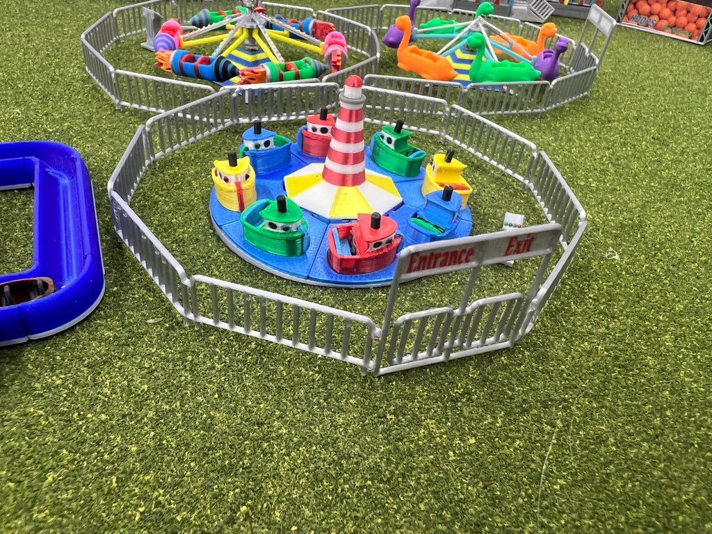 HO Scale Kiddie Tug Boat Ride Kit: Model Train Carnival Diorama 1/87