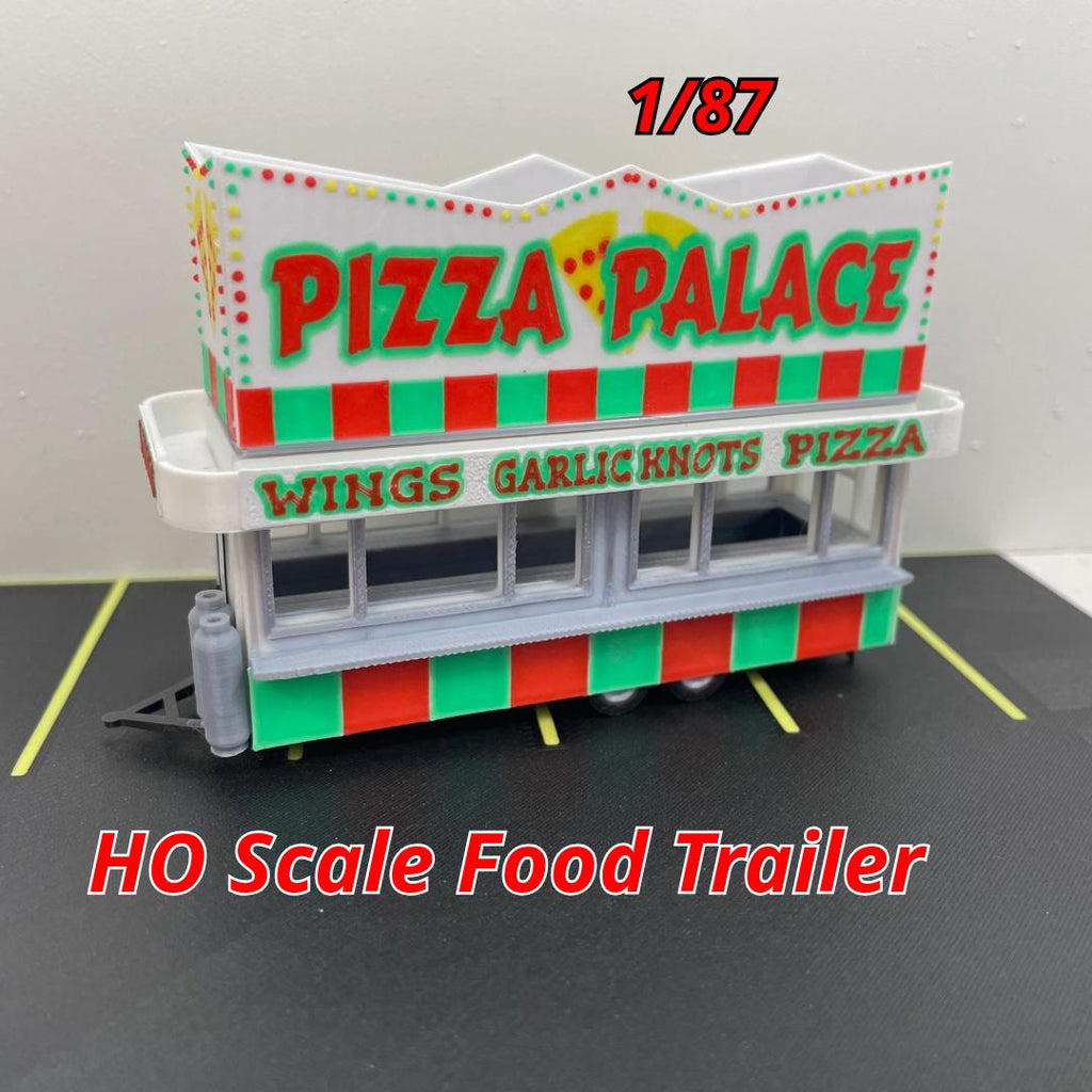 HO Scale Food Trailer for Model Train Layouts and Dioramas Pizza Palace Trailer