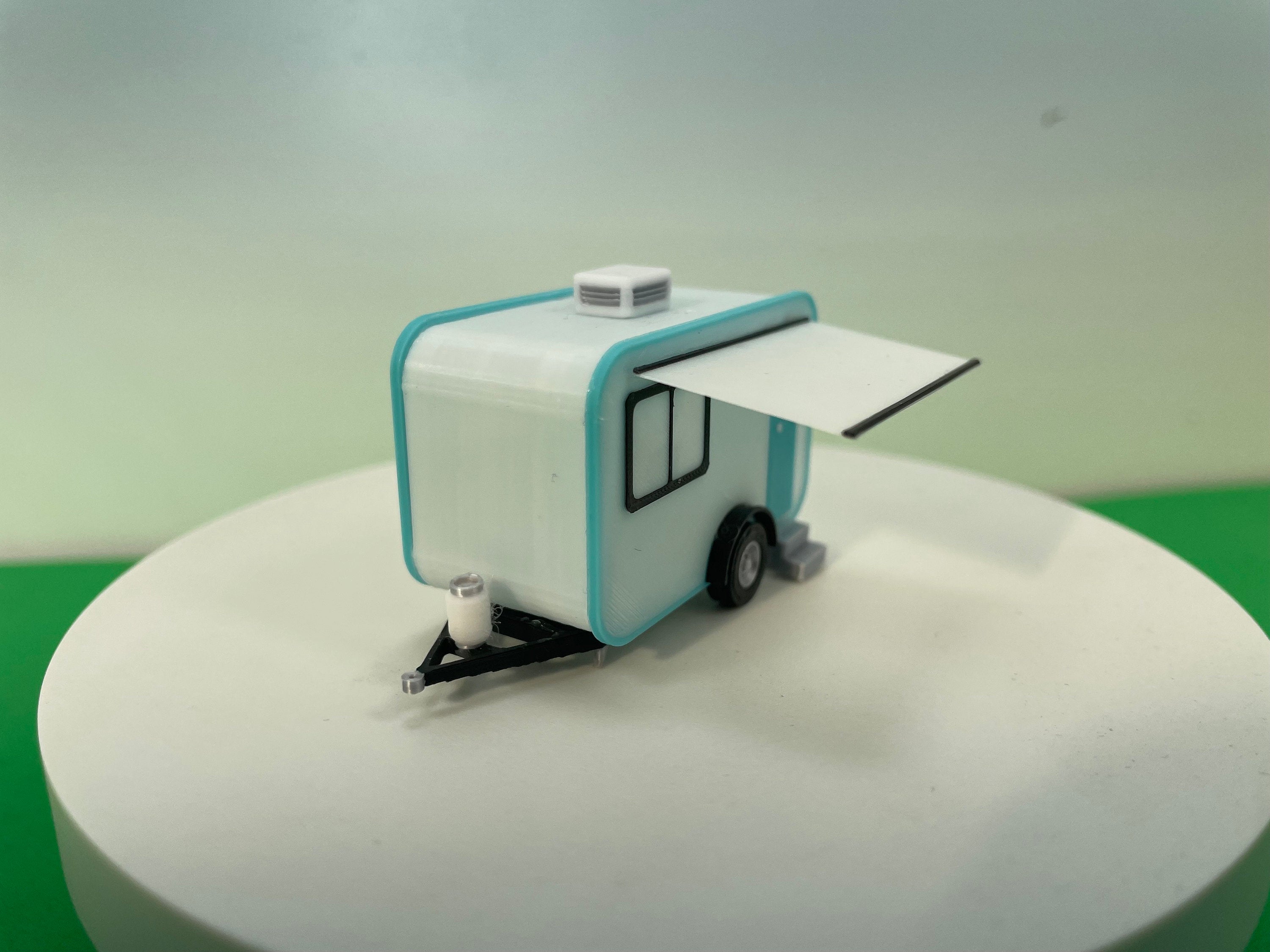 HO Scale Camper Trailer Kit in color.