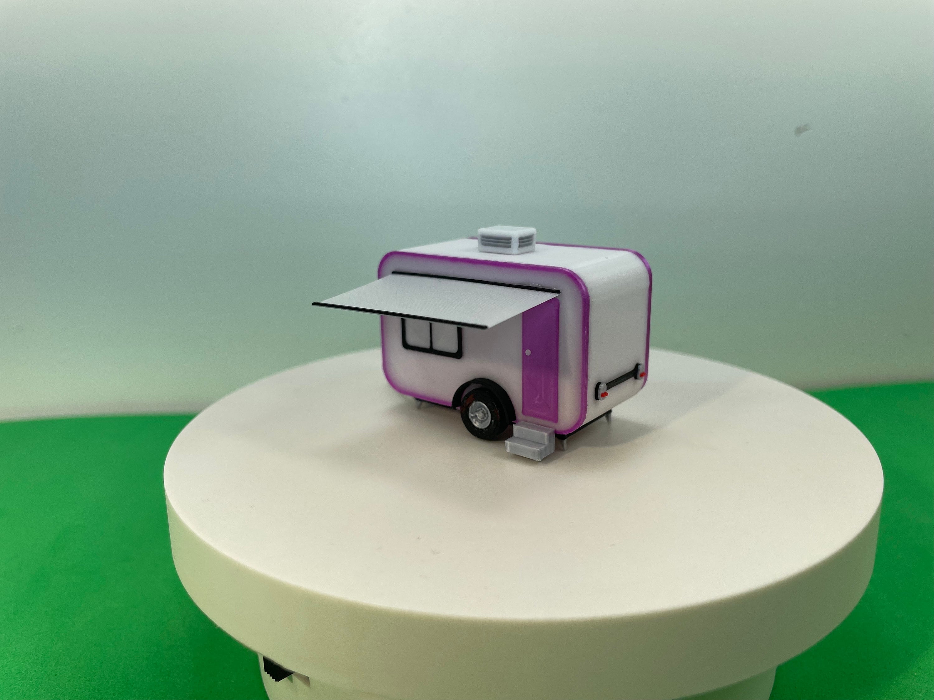 HO Scale Camper Trailer Kit in color.