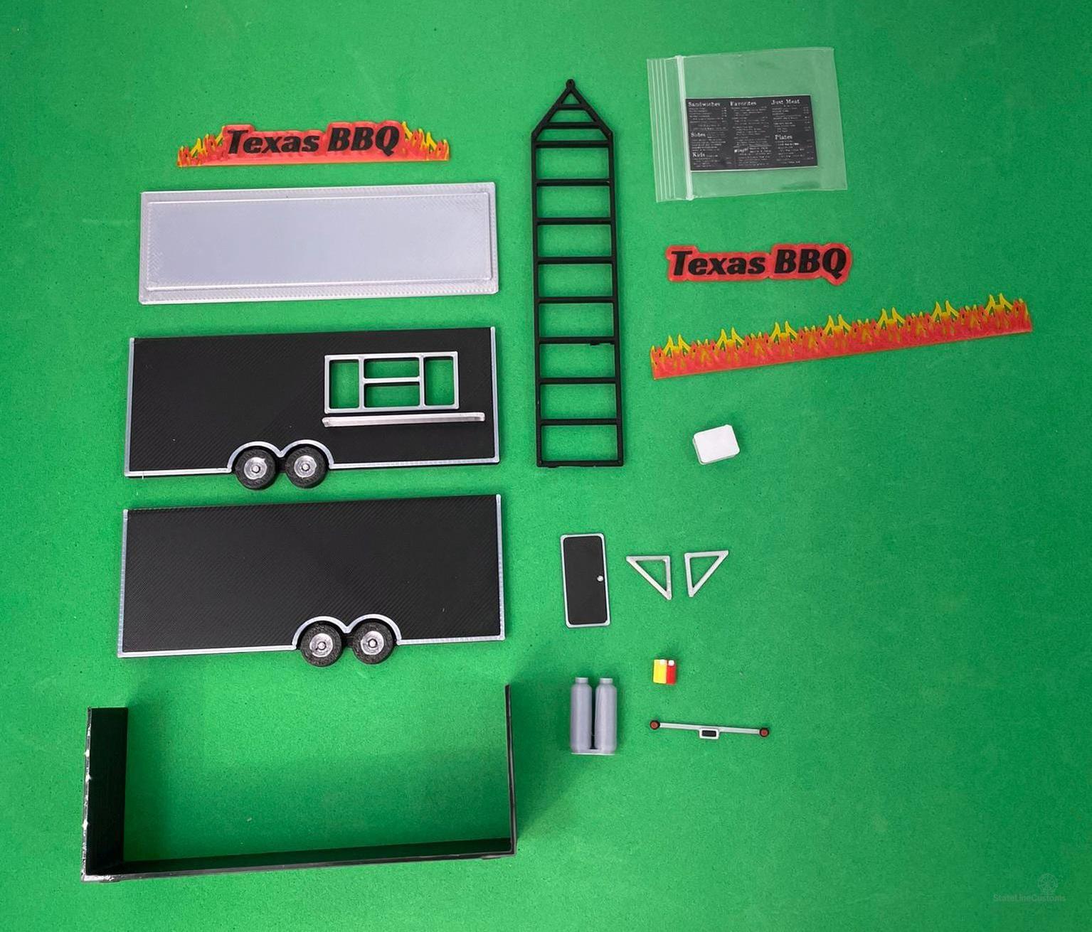 HO Scale Food Trailer for Model Train Layouts and Dioramas Texas BBQ
