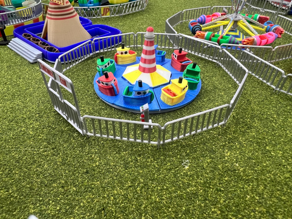 HO Scale Kiddie Tug Boat Ride Kit: Model Train Carnival Diorama 1/87