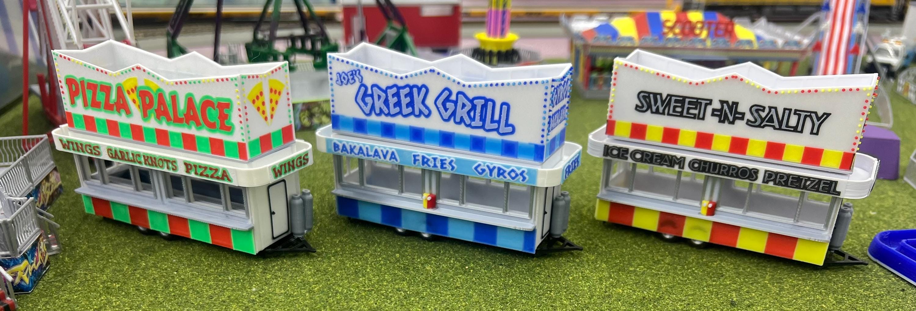 HO Scale Food Trailer for Model Train Layouts and Dioramas Greek Grill Trailer