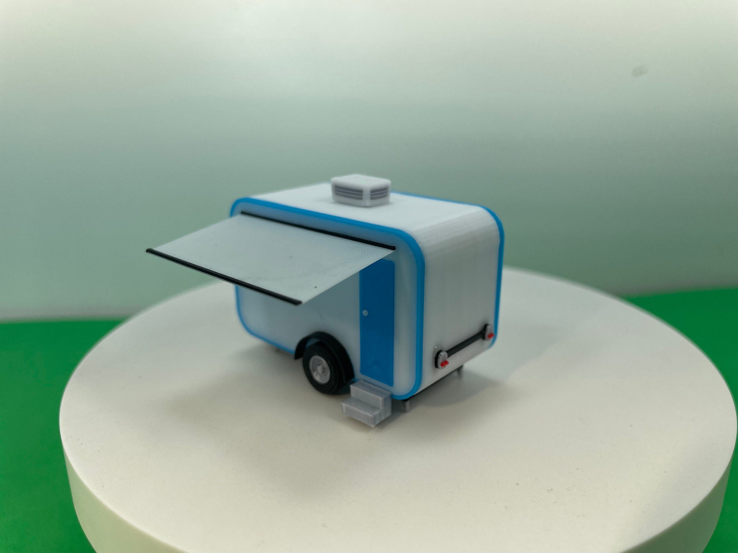 HO Scale Camper Trailer Kit in color.