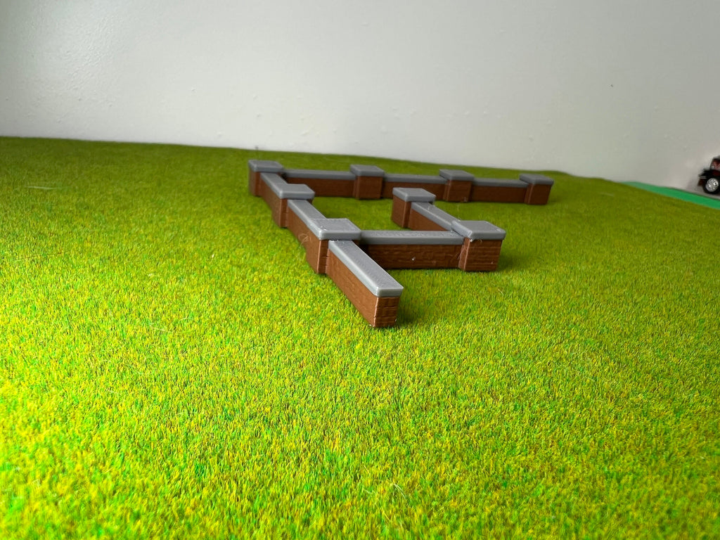 HO Scale Brick Fence in color. (4 pack)